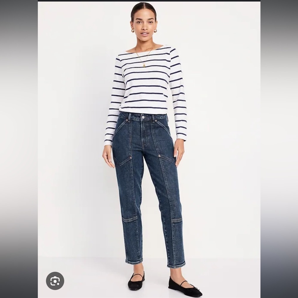 Old Navy Og high waisted straight utility jeans dark wash size 16 NWOT
